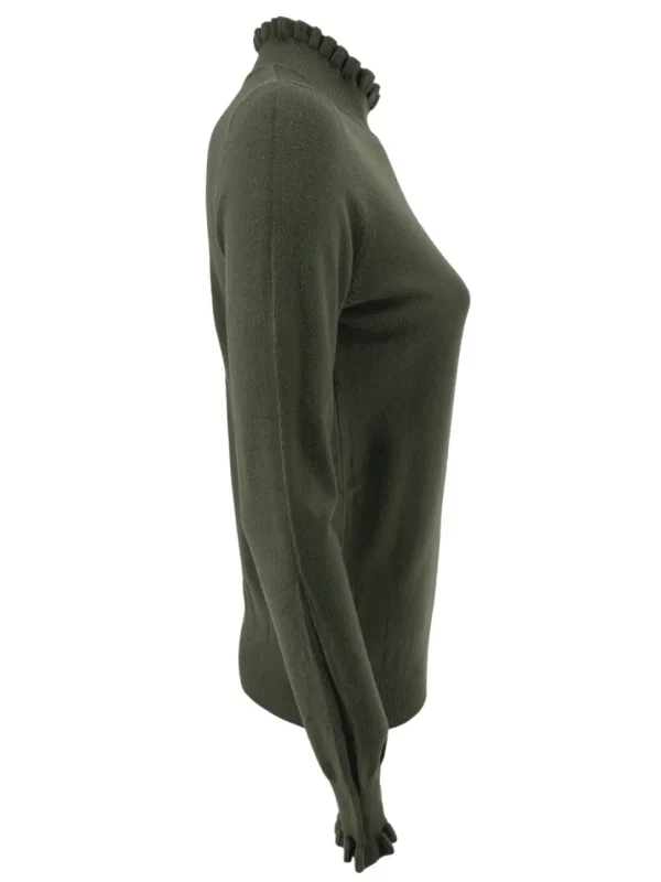 Turtleneck trui met froezel aan de hals en mouw Froetie army
