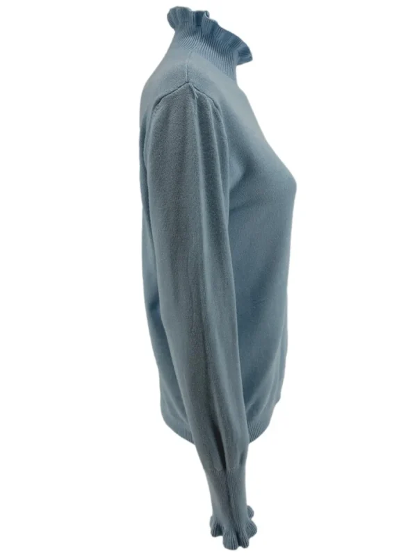 Turtleneck trui met froezels Viola licht blauw (TUS)