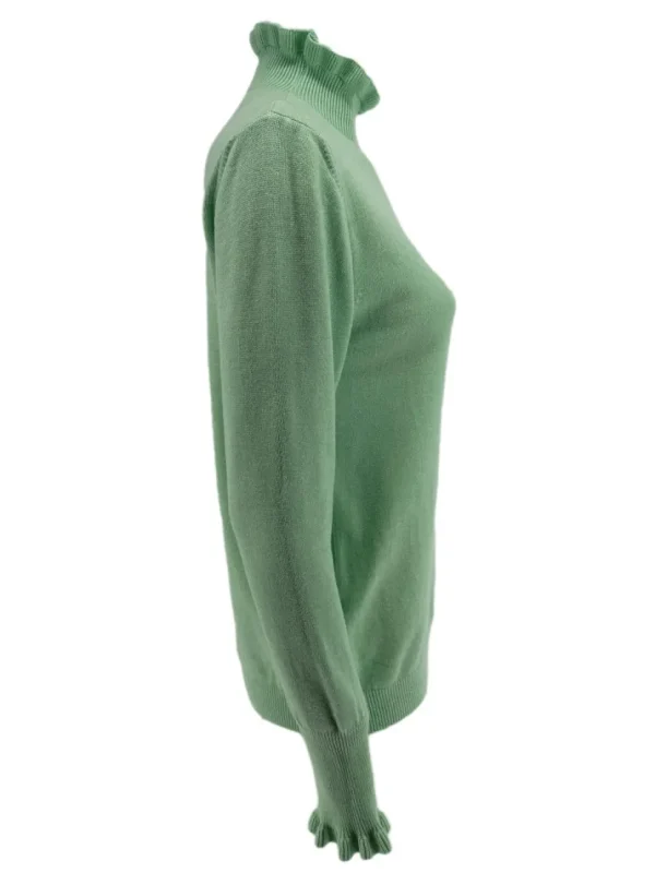 Turtleneck trui met froezels Viola licht groen (TUS)