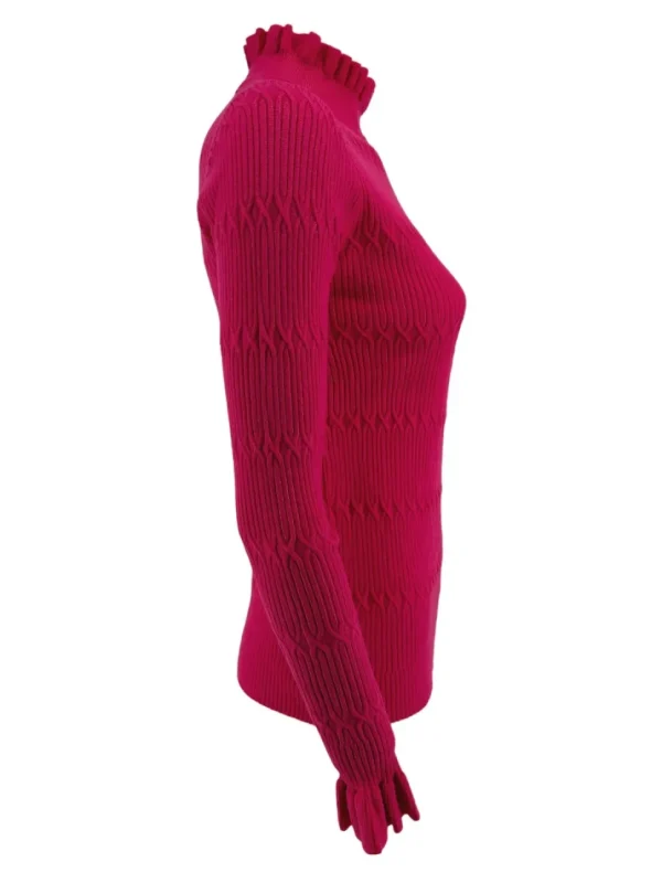 Turtleneck trui met froezel aan de hals Froetie GOTIEK fuchsia
