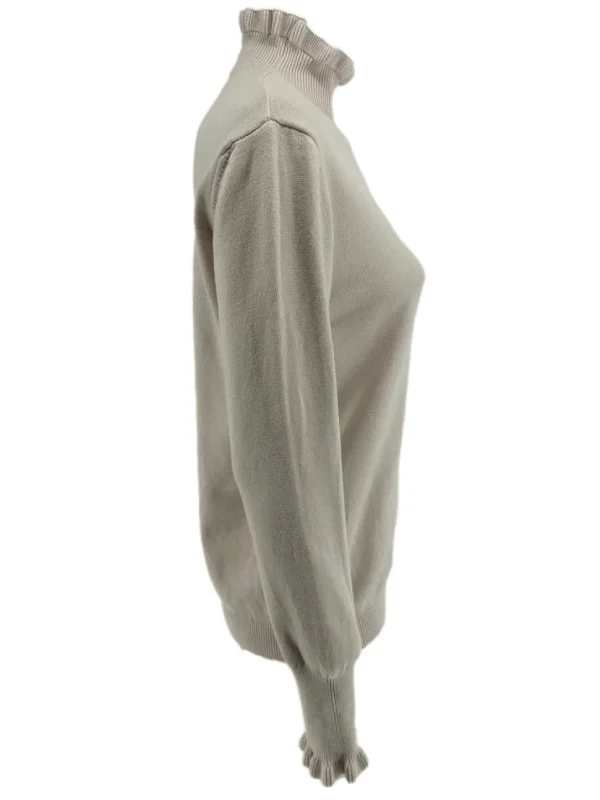 Turtleneck trui met froezels Viola beige (TUS)
