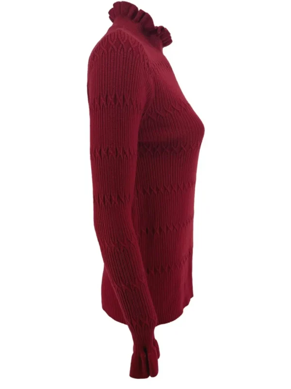 Turtleneck trui met froezel aan de hals Froetie GOTIEK bordeaux