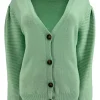 Vest met lange mouw en rib detail Mila licht groen