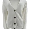 Vest met lange mouw en rib detail Mila off-white