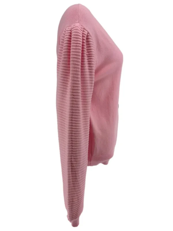 Vest met lange mouw en rib detail Mila licht roze