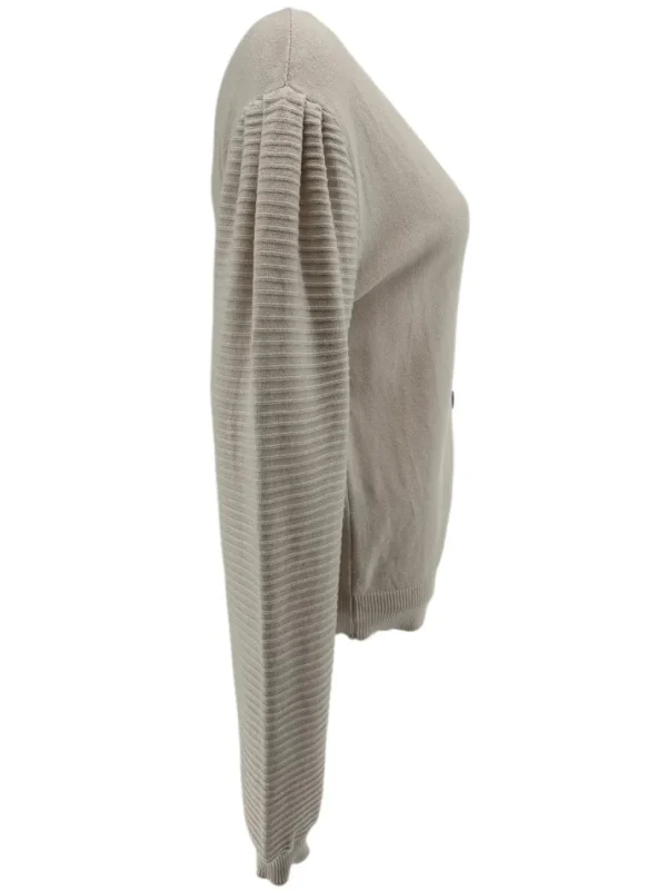Vest met lange mouw en rib detail Mila beige
