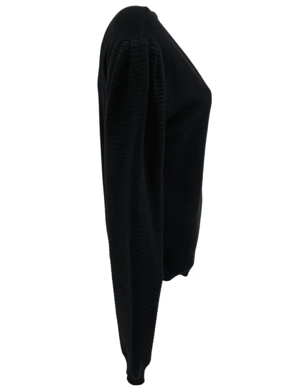 Vest met lange mouw en rib detail Mila zwart