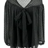 Voile blouse met strik Dotty zwart SALE