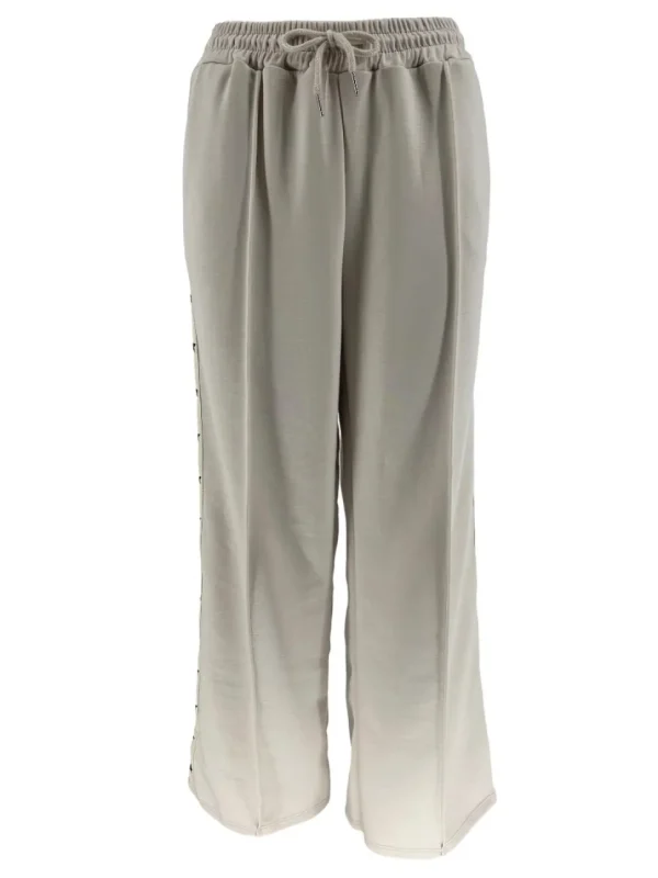 Wijde broek met sterretjes bies beige.(gts)