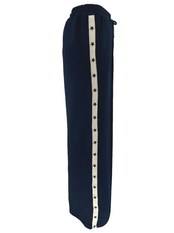 Wijde broek met sterretjes bies zwart.(gts)
