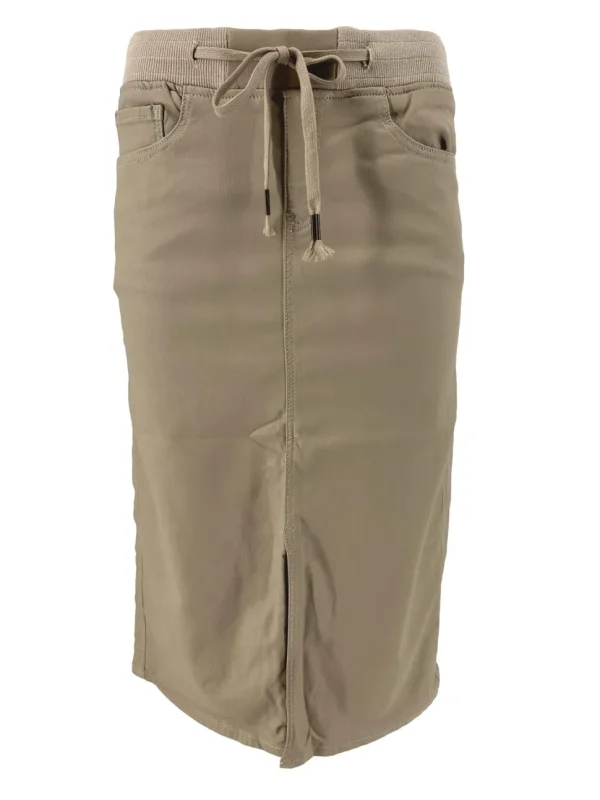 ZAC & ZOE Leather-look rok met elastische boord beige (B561-B-1)