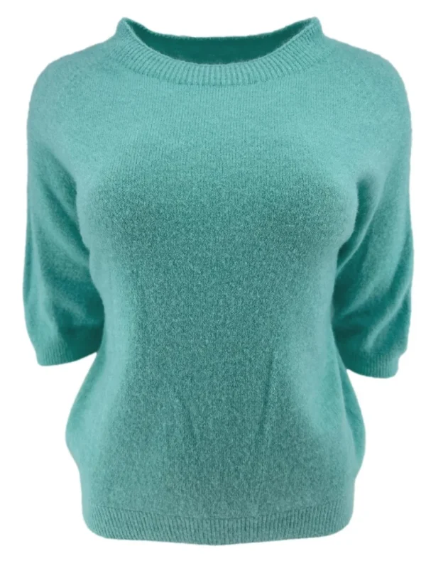 Zacht trui met ronde hals en 3/4 mouw ALPACA mint