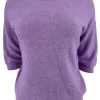 Zacht trui met ronde hals en 3/4 mouw ALPACA lila