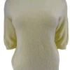 Zacht trui met ronde hals en 3/4 mouw ALPACA geel