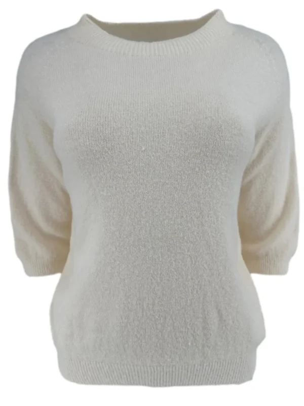 Zacht trui met ronde hals en 3/4 mouw ALPACA creme