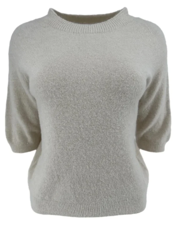 Zacht trui met ronde hals en 3/4 mouw ALPACA beige