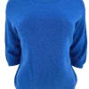 Zacht trui met ronde hals en 3/4 mouw ALPACA kobalt