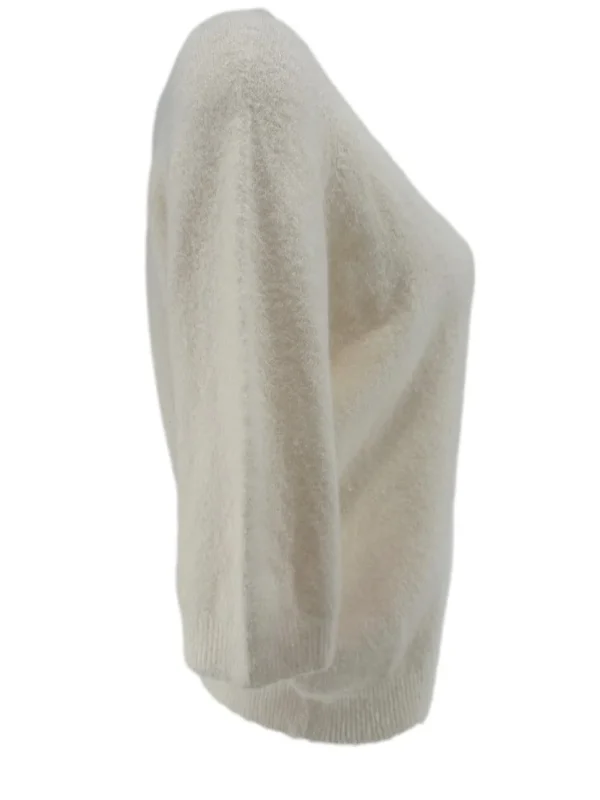 Zacht trui met ronde hals en 3/4 mouw ALPACA creme