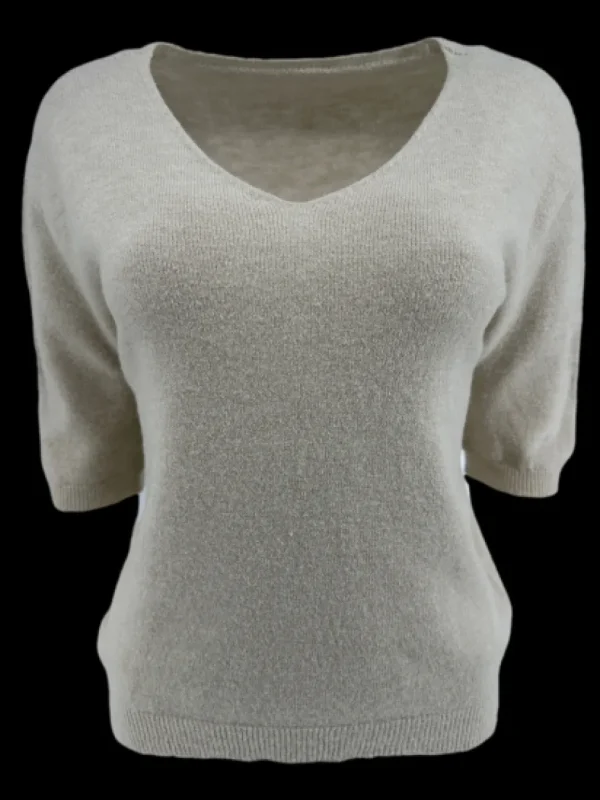 Zacht trui met V-HALS en 3/4 mouw ALPACA beige