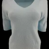 Zacht trui met V-HALS en 3/4 mouw ALPACA licht blauw