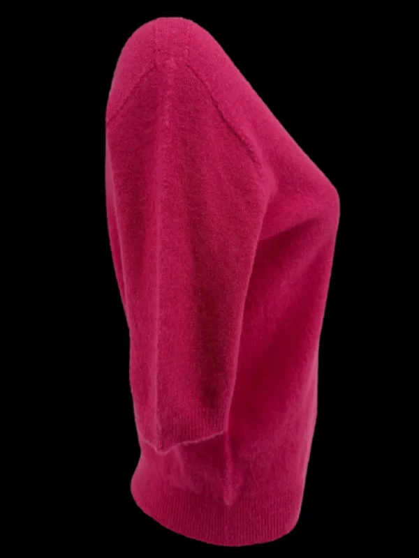 Zacht trui met V-HALS en 3/4 mouw ALPACA fuchsia