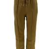 Zachte broek met rechte broekspijp en koord donker camel (HL-1392)