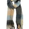 Zachte fluffy sjaal met ruit beige/blue (AC24-1SJ)