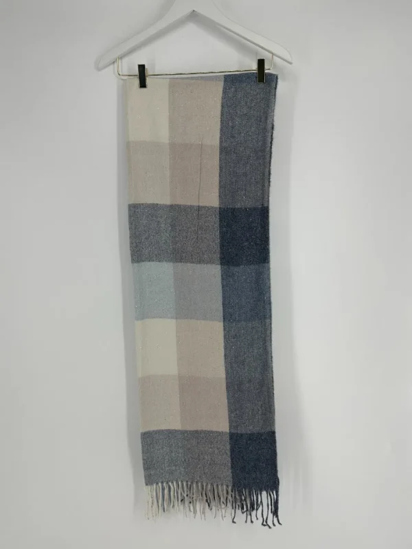 Zachte sjaal geruit met sparkle navy (SQ24-1)